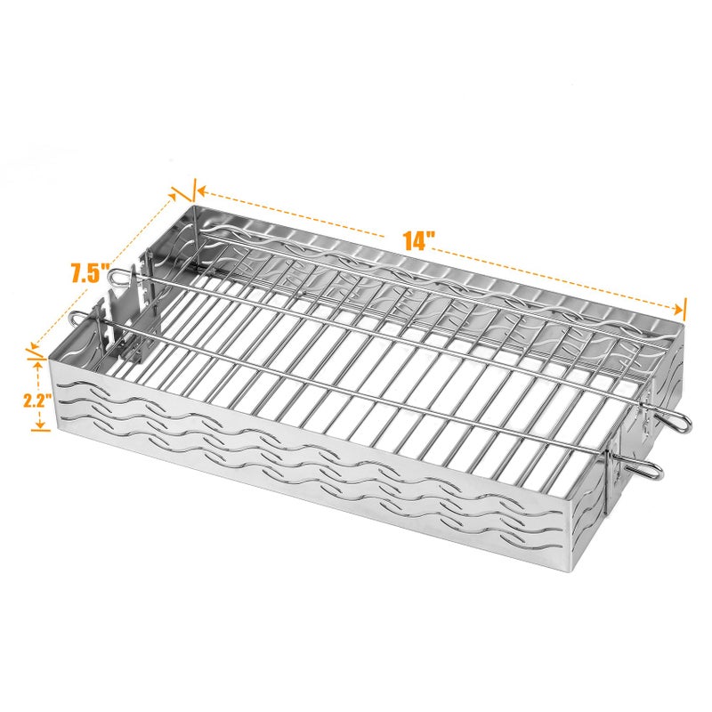 Skyflame Stainless Steel Flat Spit Rotisserie Grill Basket Fits for 5/16 Inch Square, 3/8 Inch Square, 1/2 Inch Hexagon Spit Rods - Image 2